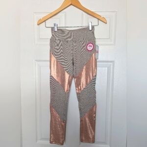 NWT Justice Girls (Size 10/Medium) Shiny Leggings With Copper Metallic Accents